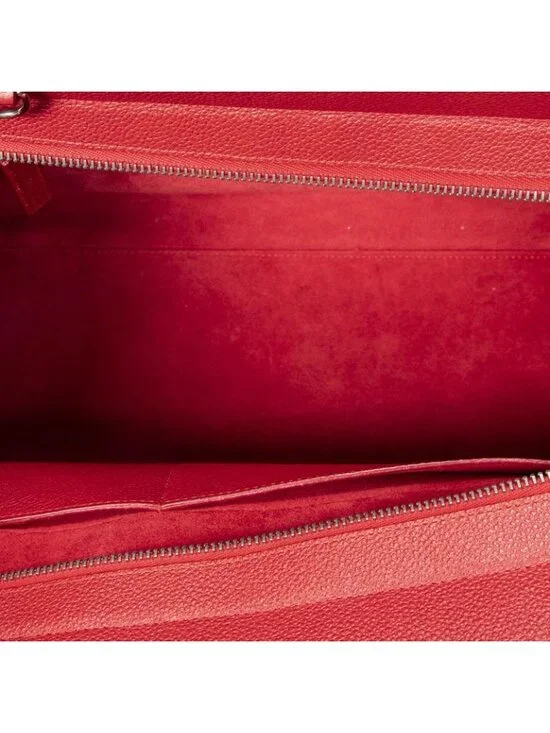 Saint Laurent Yves Small Cabas Rive Gauche Red Grain Calfskin Leather Messenger - Picture 9 of 10